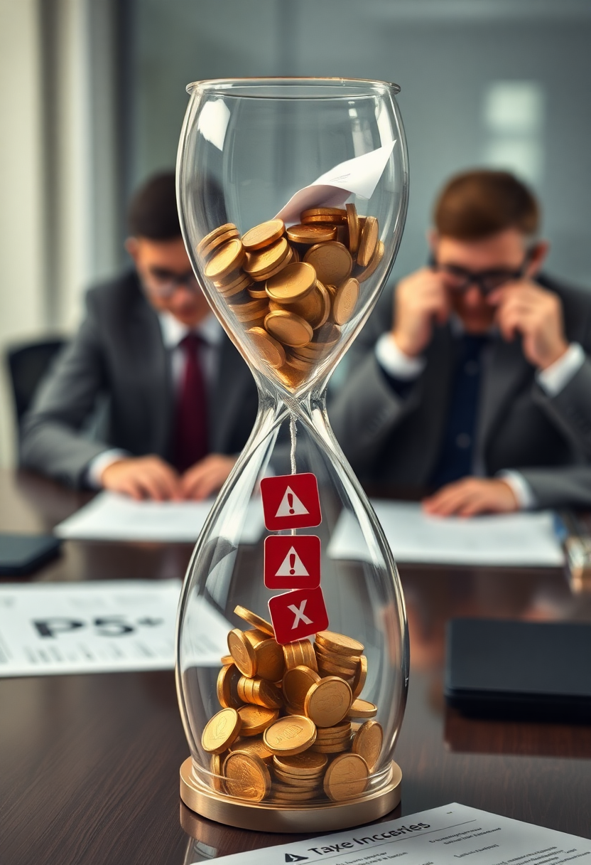 Символическое изображение часов с деньгами, показывающее риск налоговых доначислений при займах.